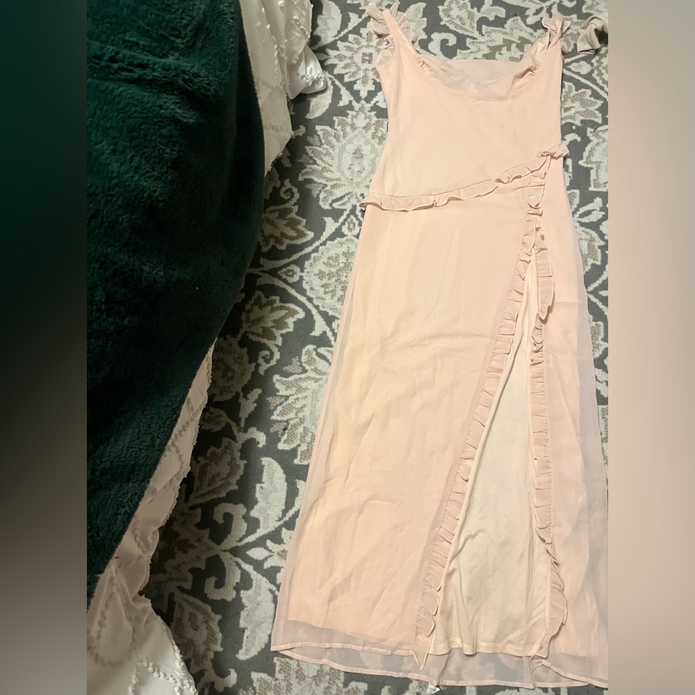 Light pink maxi dress with slit
